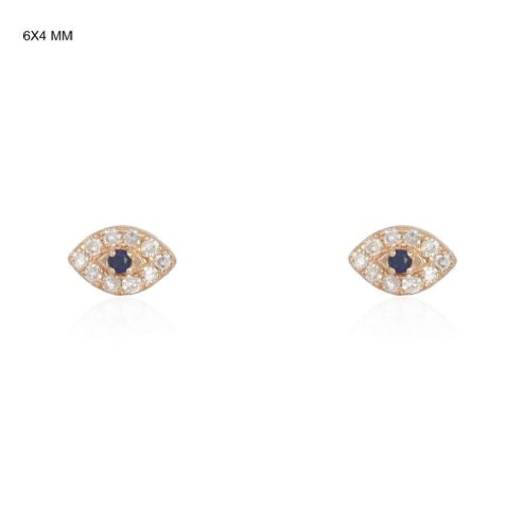 Unique Sapphire 14k Or 18k Upon Request Yellow Gold Diamond Stud Earrings 771$